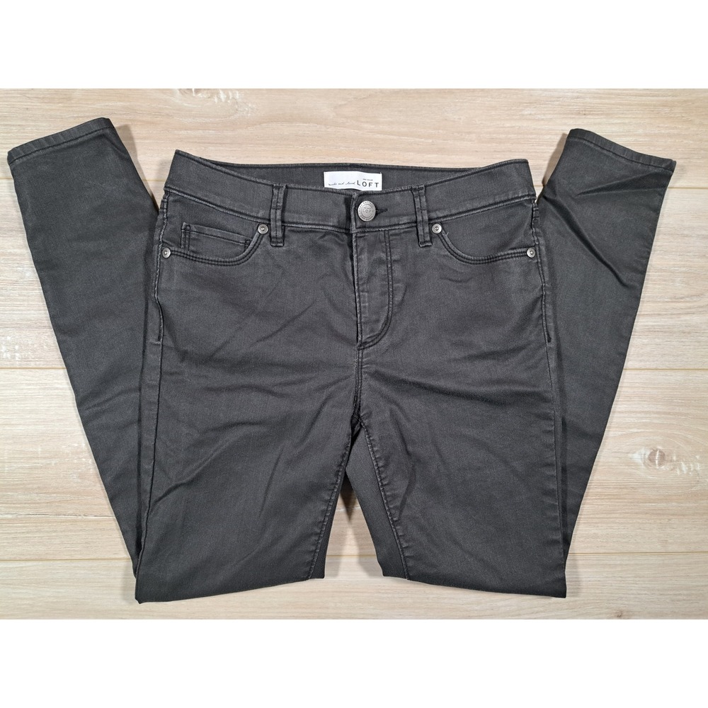 Ann Taylor LOFT Coated Legging Pants Charcoal Gray Size 4 27 Petite Slim Fit
